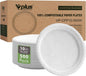 Vplus 500 Pack Compostable Disposable Paper Plates 10.25 inch Super Strong Paper Plates 100% Bagasse Natural Biodegradable Eco-Friendly Sugarcane (white)