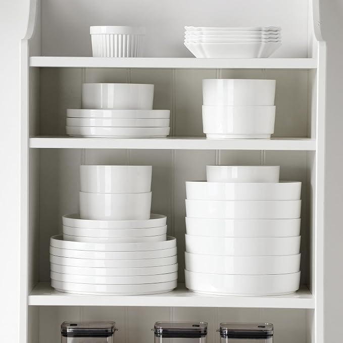 MALACASA 24 Pieces Porcelain Dinnerware Set, Modern White Dish Set - Image 8