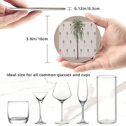 6 Pcs Tropical Plants in Summer Beach Palm Tree Leather Coasters - Image 8