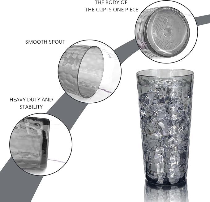 Yalin 24-Ounce Plastic Tumbler Acrylic Drinking Glasses, Reusable Plastic Cups - Image 3