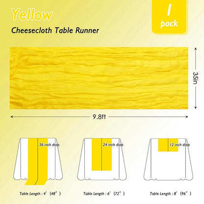 1 Pack Yellow Cheesecloth Table Runner 120 Inch Boho Wedding Decor | - Image 2