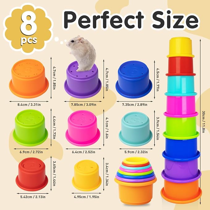8 Pcs Colorful Stacking Cups for Rabbits, Colorful Bunny Cups for Rabbits and - Image 2