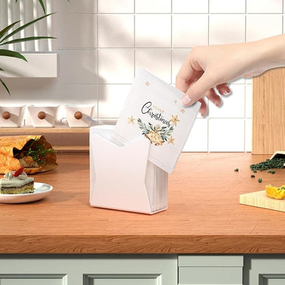SILUT 2 Pack Napkin Holder for Table, Acrylic Napkins Holder, Compact Napkin Dispenser for Kitchen Table, Cocktail Napkin Holder for Bar, Banquet, Restaurant, Freestanding Napkins Holder - White