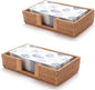2 Pack Rattan Napkin Holder Rectangle, 9.5" x 5.5" x 2", Wicker Napkin Tray by YANGQIHOME