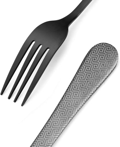 Matte Black Silverware Set, Satin Finish 20-Piece Stainless Steel Flatware Set - Image 4