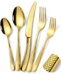 20-Piece Hammered Gold Silverware Set by Lemeya