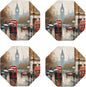 4Pcs Leather Coaster for Drinks London Impression Cup Coasters Aesthetic Drink by WSOIHFEC