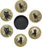 6 Pcs Black Cat Flower Drink Coasters by Cayiibe