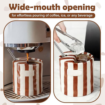 1 Pack Ceramic Coffee Mug with Sip Hole Espresso Cup 10oz with Straws Retro - Image 4