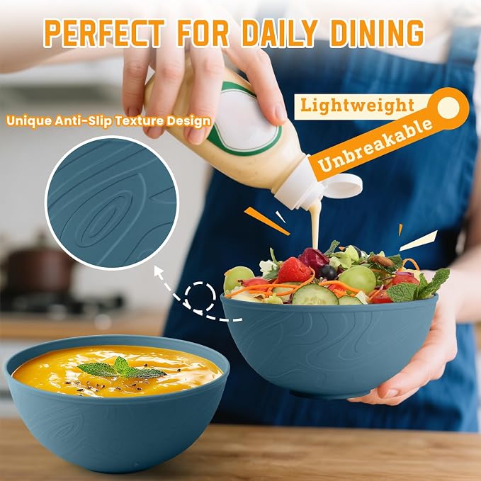 Bowls for Kitchen, Premium Wheat Straw Bowl 6 PCS, Unbreakable LIghtweight - Image 5
