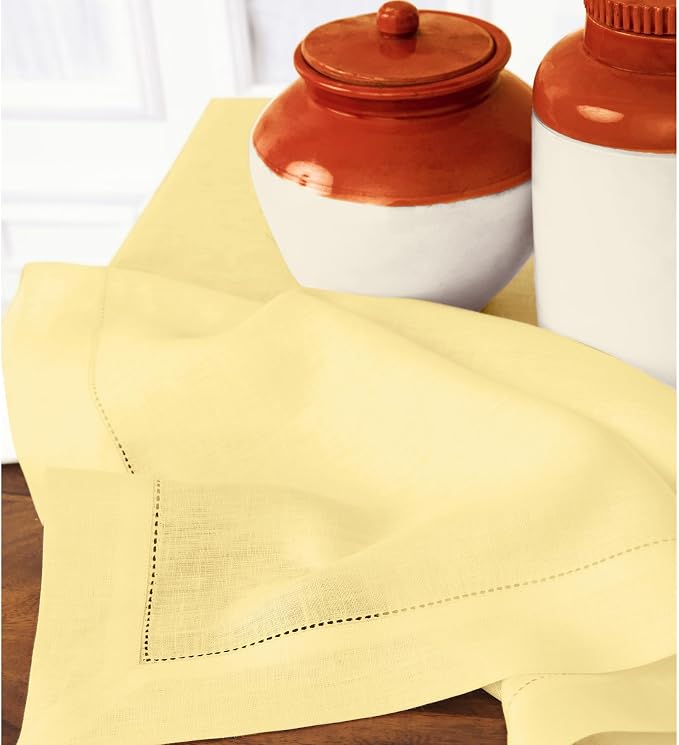 Solino Home 100% Linen Table Runner Yellow, Classic Hemstitch 14 x 72 in | - Image 9