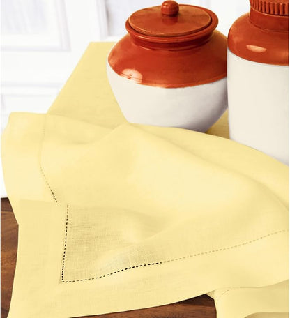Solino Home 100% Linen Table Runner Yellow, Classic Hemstitch 14 x 72 in | - Image 9