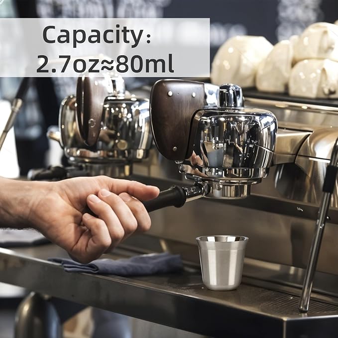 RECAPS 80ml Stainless Steel Espresso Cups Set | 2 Pack Double Wall 304 - Image 2