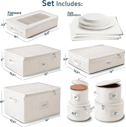 Fine China Storage Containers, 8 Piece Quilted Dish Storage Containers - Image 2