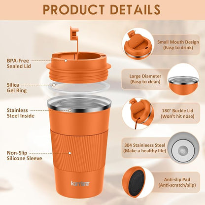 KETIEE 12oz Insulated Travel Mug, Vacuum Stainless Steel Double Walled Reusable - Image 3