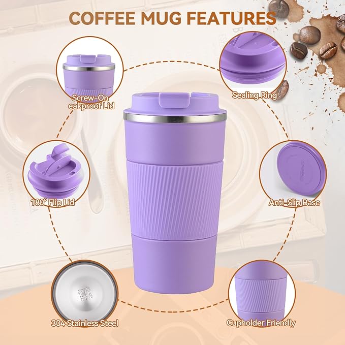 17OZ Travel Coffee Mug Insulated Coffee Cup - Image 5