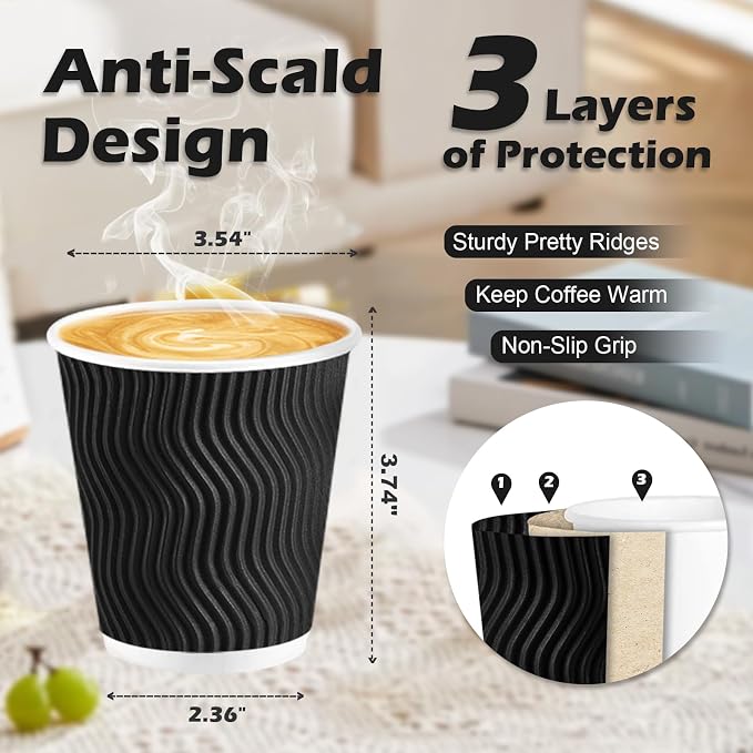 Lamosi 500 Pack Coffee Cups 10 oz, Disposable Paper Coffee Cups No Lids | - Image 2