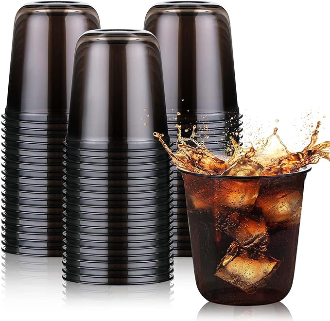 KesaPlan 50Pcs 12oz Black Plastic Party Cups, Disposable Wine Cocktail Cups | by KesaPlan