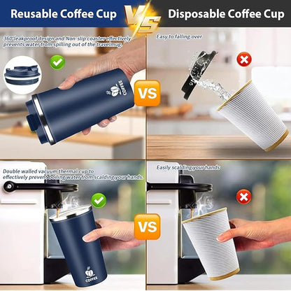 Insulated Travel Coffee Mug Reusable Coffee Tumbler Cup - Image 6