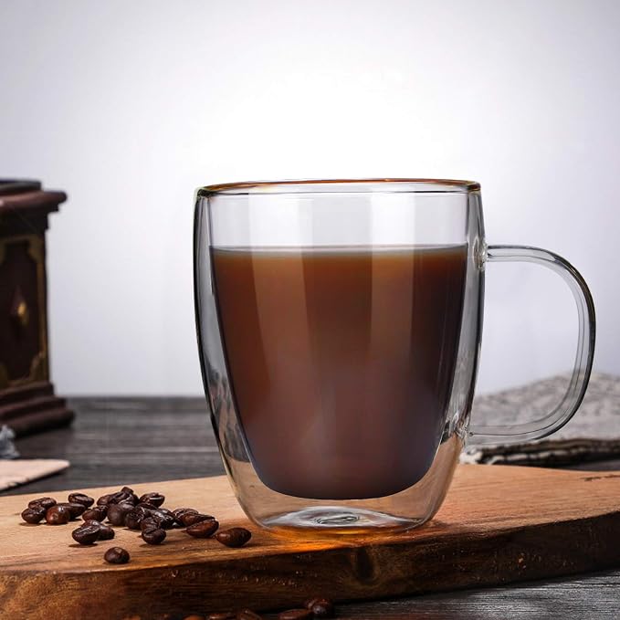 Glass Coffee Mug, Double Wall Insulated Glass Cup 12 Oz Heat-resistant Clear - Image 6