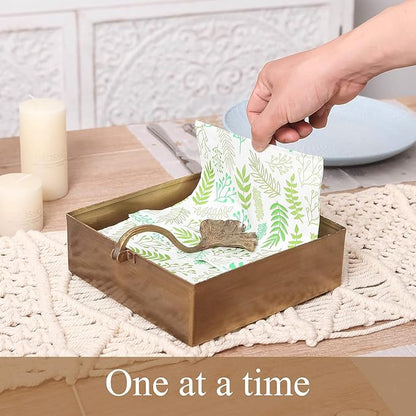 NIKKY HOME Farmhouse Napkin Holder, Rustic Tissue Dispenser, Flat Paper Hand Towel Caddy, Vintage Cooktail Napkin Tray Decor for Kitchen, Countertop, Dining Table, Restaurant, Outdoor - Bronze