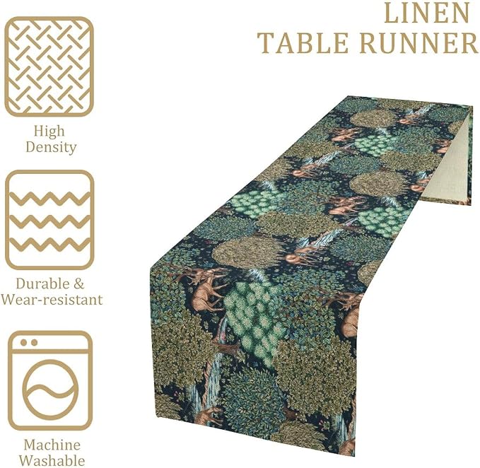 William Morris Original Design Green Table Runner Vintage Flowers Table Runner - Image 4