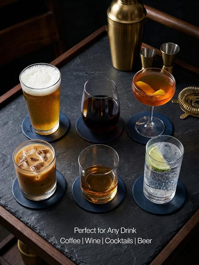 Real Natural Grain Leather Coasters – Durable Non-Slip Distressed Design - Image 4