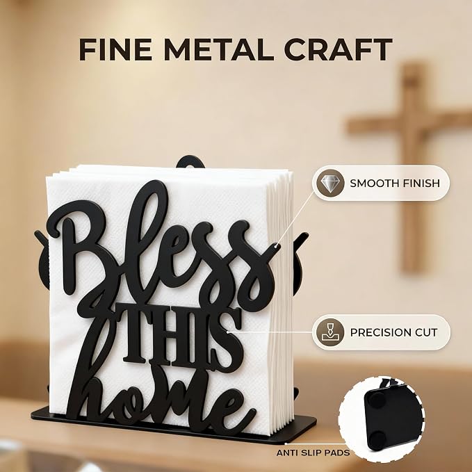 2Pack Napkin Holder for Table, Modern Metal Black Napkin Holders for Kitchen - Image 2