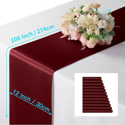 Manyshofu Maroon Satin Table Runner 12x108 - Image 4