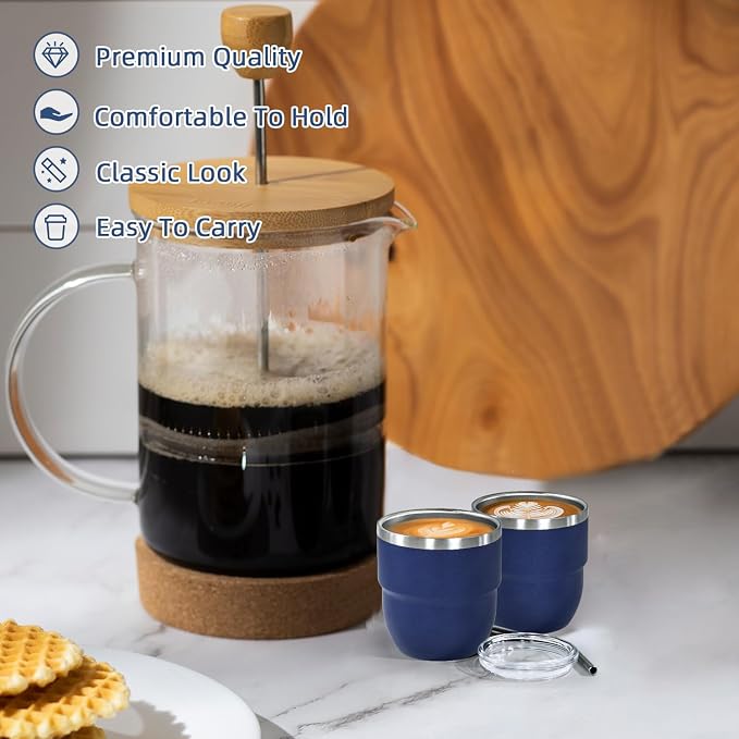 CHLJAR Espresso Cups, 4oz Insulated Espresso Cup Set of 2, Espresso Shot Cups - Image 5