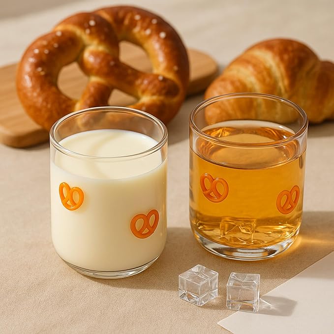 SiliFine 2 PCS Pretzels Icon Juice Glasses - 14oz Pretzels Bread Stemless Wine - Image 2