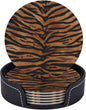 Tiger Skin Wild Africa Animals Premium Leather Coasters by LRCCJS