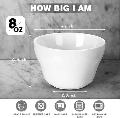 Patelai 18 Pack 8 oz White Ceramic Soup Bowls Soup Cups Porcelain Broth Cups - Image 2