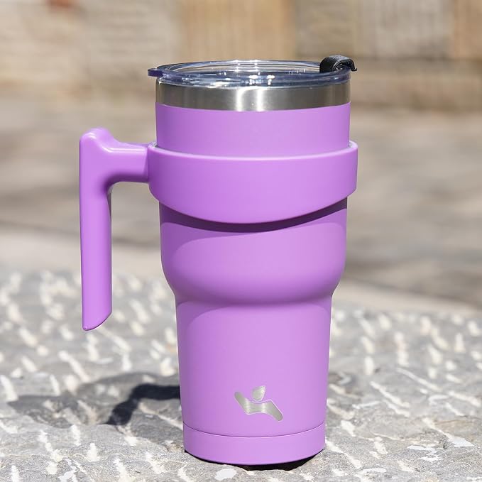 Konokyo 40 oz Tumbler with Handle and Straw, Insulated Travel Mug | Lavender; - Image 6