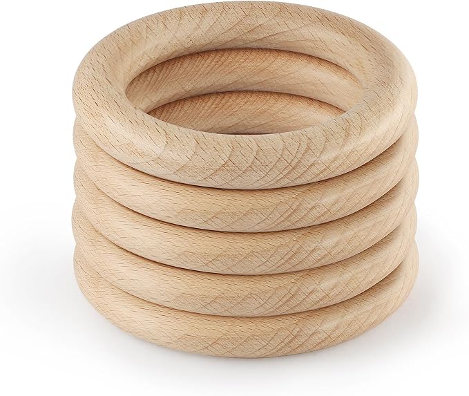 FoDau770 10pcs Natural Beech Wooden Rings, Unfinished Solid Wood Rings Heavy by FoDau770