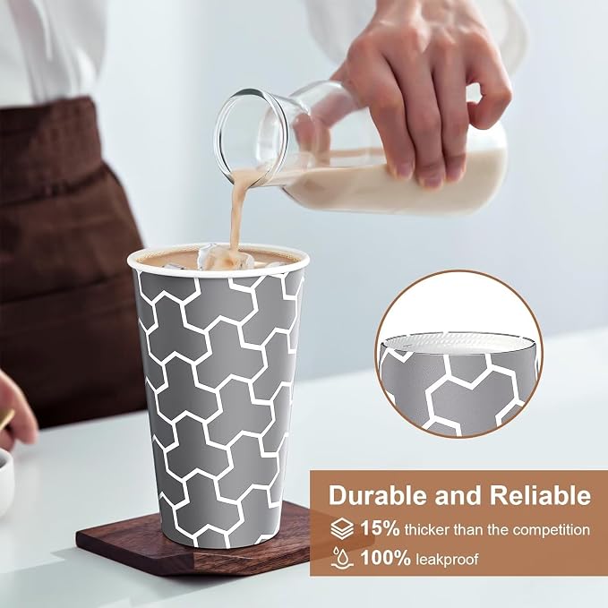 16 oz Paper Cups 180 Pack, Insulated Disposable Hot Cups | Hot and Cold Drinks - Image 4