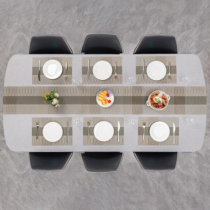 Placemats Set of 8, Vinyl Woven Place Mats Indoor Set of 8 Washable Wipeable PVC Table Mats Heat-Resistant Non Slip Placemat for Kitchen Dining Outdoor Table (Gray Dark Gray, Set of 8)