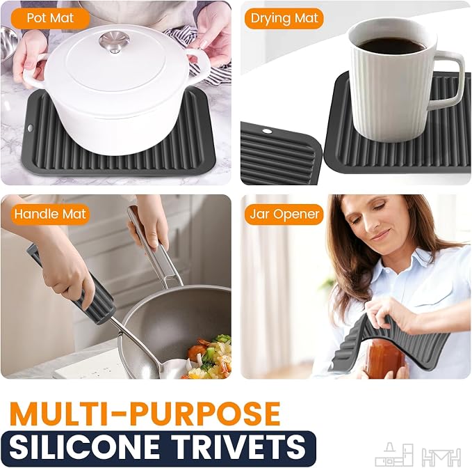 Silicone Trivet Mats 2 Heat Resistant Pot Holders Multipurpose Non-Slip Hot Pads - Image 3