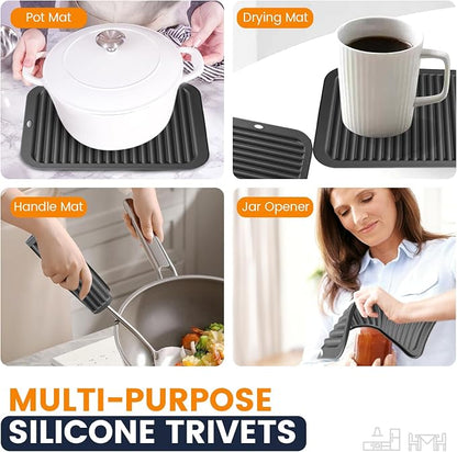 Silicone Trivet Mats 2 Heat Resistant Pot Holders Multipurpose Non-Slip Hot Pads - Image 3