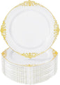 Nervure 100Pcs 10.25'' Gold Plastic Plates, Heavy Duty Disposable Plates by Nervure