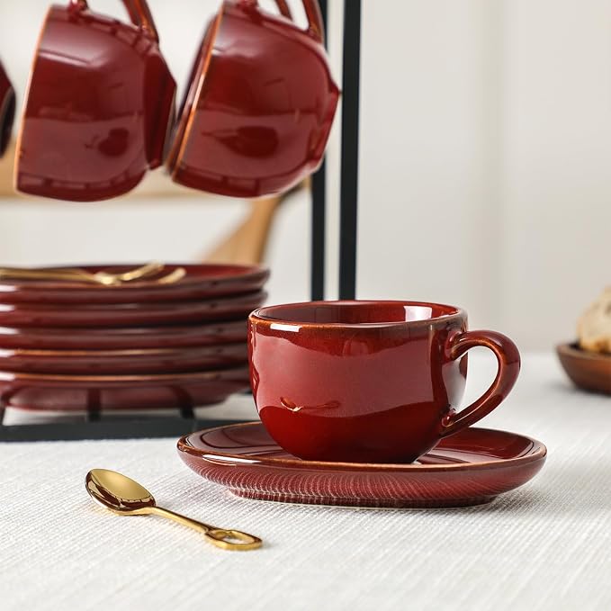 vicrays Ceramic Espresso Coffee Cups Set 4 oz Porcelain Espresso Cups - Image 7