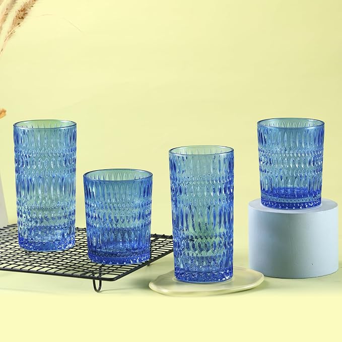 Loivttvv Glassware Drinking Glasses Set of 8, 14 oz Highball Glasses & 10 oz - Image 6