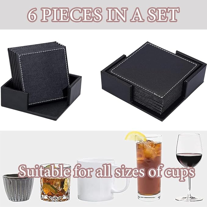 XINYIMAI Custom Leather Coasters Set of 6 - Image 6