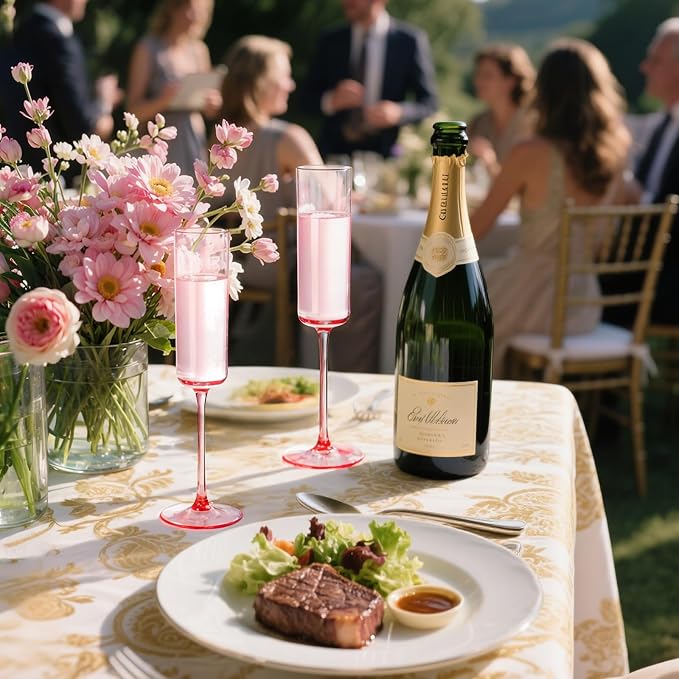 Ciaell 24 Pack Pink Plastic Champagne Flutes - Image 8