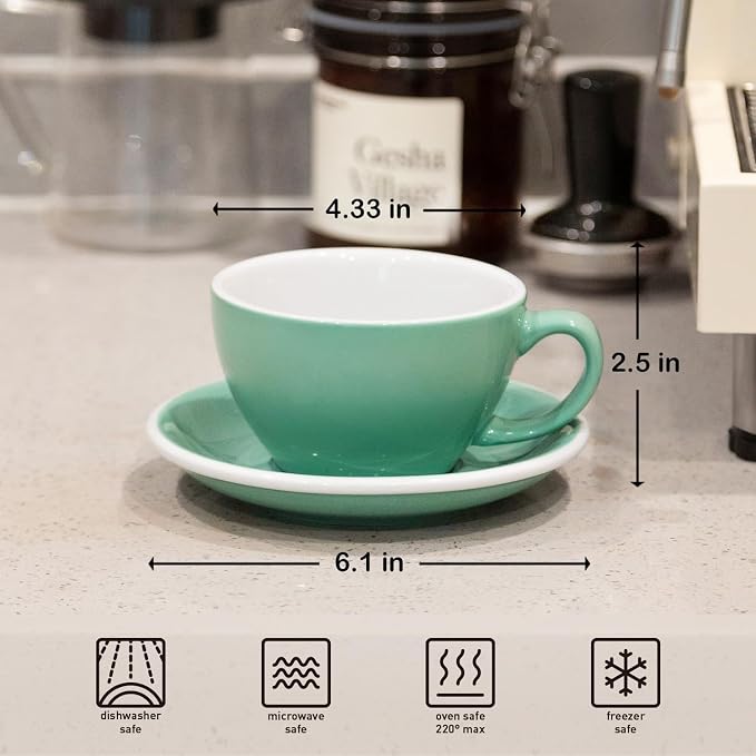 Loveramics Latte Art Mug with Saucer, 10 oz Ceramic Coffee cups with Round - Image 3