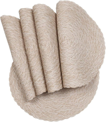 SHACOS Round Braided Placemats 15 inch Set of 4 Boho Woven Washable Kitchen - Image 6