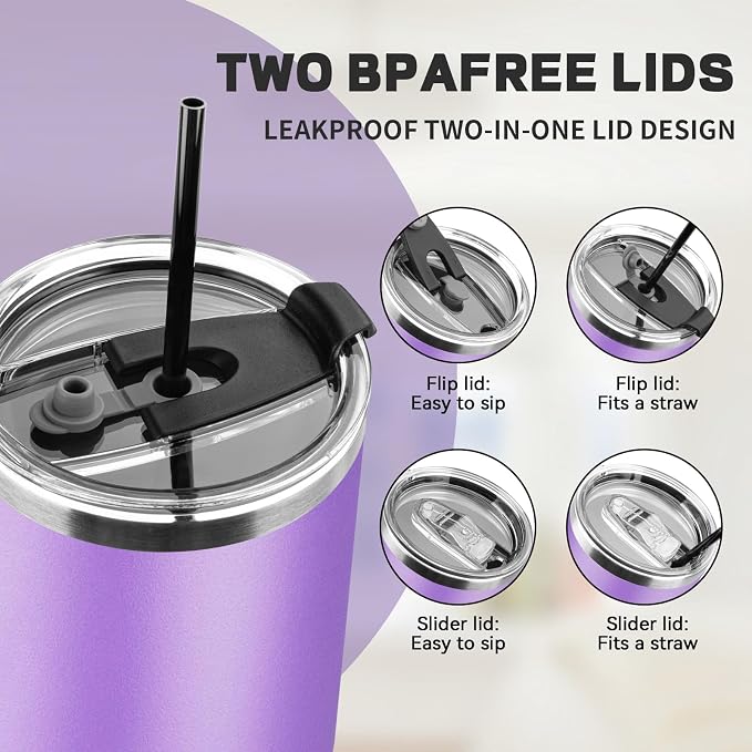 40 oz Tumbler with Lids and Straws, Stainless Steel Insulated Coffee Tumbler - Image 7