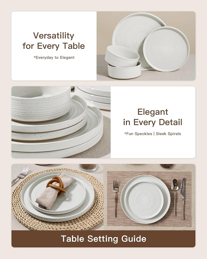 Stoneware Dinnerware Set for 6, Plates and Bowls - Image 4