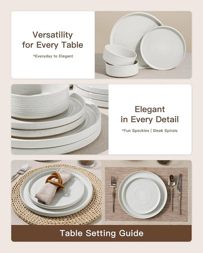 Stoneware Dinnerware Set for 6, Plates and Bowls - Image 4