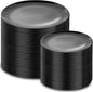 PULOTE 200PCS Black Plastic Plates - Heavy Duty Black Disposable Include 100 Each (10 inch Dinner & 7 inch Dessert) Plates, Disposable for Party, Birthday & New Year